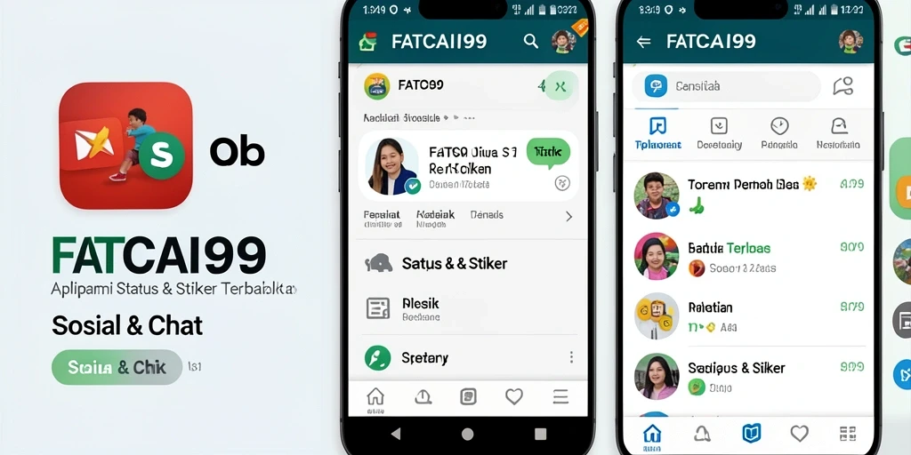 Antarmuka aplikasi FATCAI99 menampilkan koleksi stiker yang menarik.