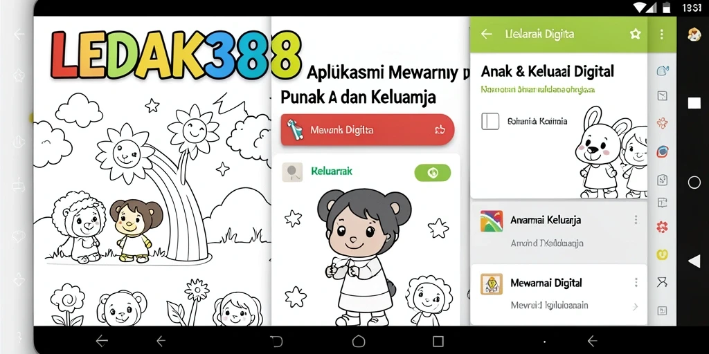 Antarmuka aplikasi LEDAK388 yang menarik dan ramah anak.
