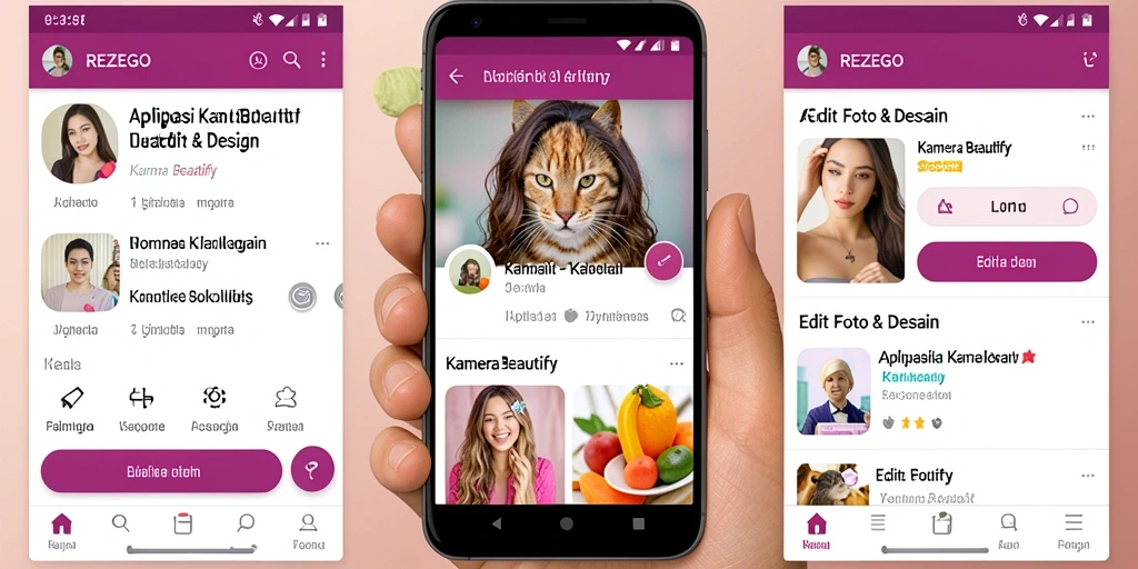 Antarmuka REZEGO yang menarik untuk fungsi Kamera Beautify.